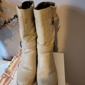 Naturalizer bone colored mid calf Boots sz 8.5